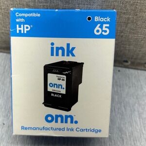 onn. Remanufactured Black Ink Cartridge Replaces HP 65 N9K02AN Exp 02/2026